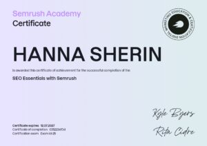 SEMRUSH SEO CERTIFICATE